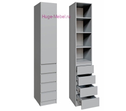 Шкаф "Мадрид" 40 см с 4 ящиками без ручек серый камень