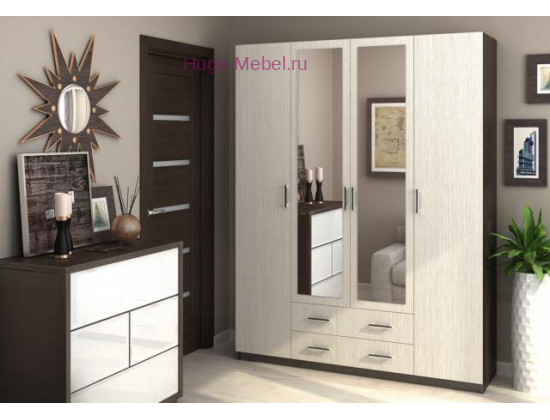 Шкаф 4-х створчатый Квадро венге/дуб